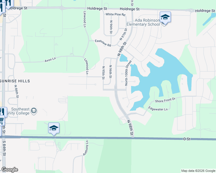map of restaurants, bars, coffee shops, grocery stores, and more near 622 North 95th Street in Lincoln