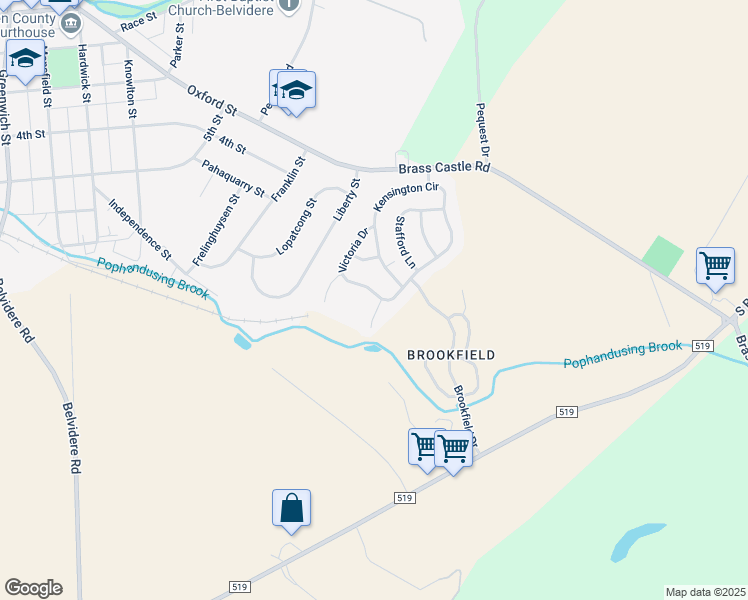 map of restaurants, bars, coffee shops, grocery stores, and more near 25 Victoria Drive in Belvidere