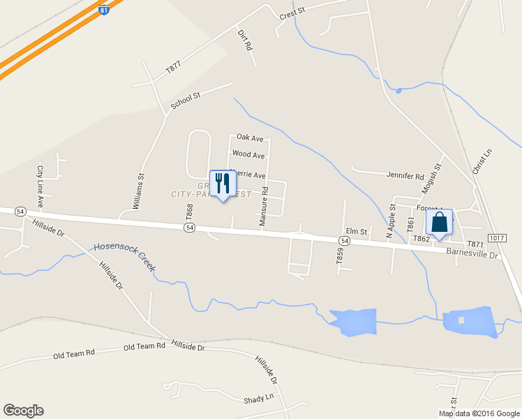 map of restaurants, bars, coffee shops, grocery stores, and more near 19 Mansure Road in Barnesville