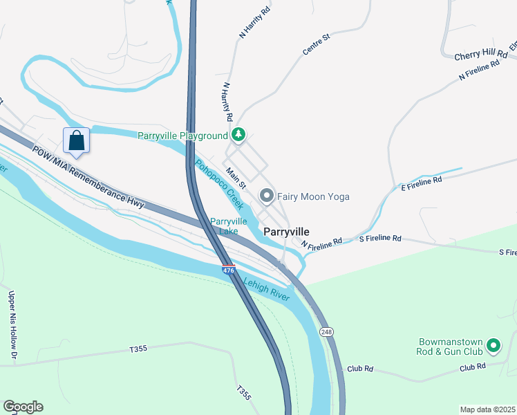 map of restaurants, bars, coffee shops, grocery stores, and more near 246 Main Street in Parryville