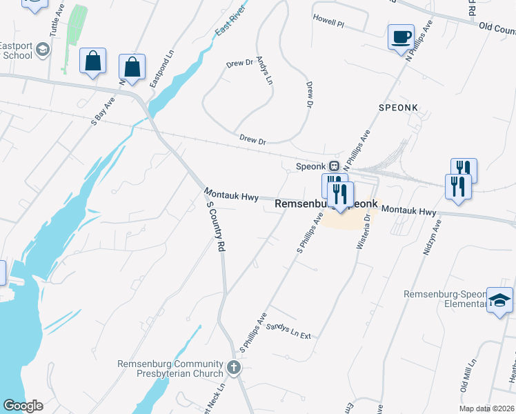 map of restaurants, bars, coffee shops, grocery stores, and more near 3 Clay Pit Road in Sag Harbor