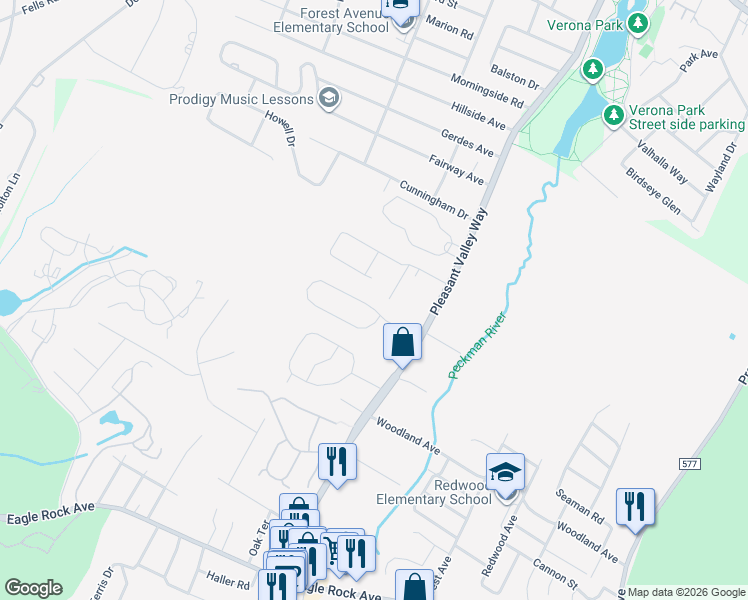 map of restaurants, bars, coffee shops, grocery stores, and more near 7 Rosemont Lane in West Orange