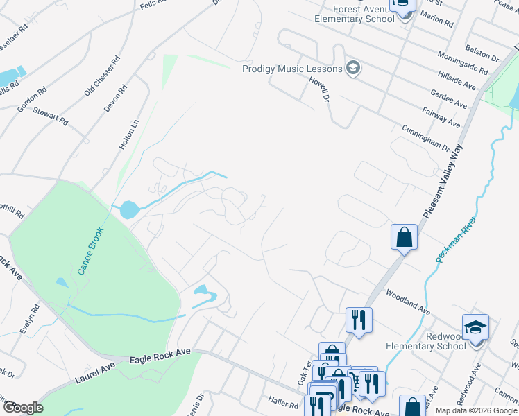 map of restaurants, bars, coffee shops, grocery stores, and more near 44 Fowler Drive in West Orange
