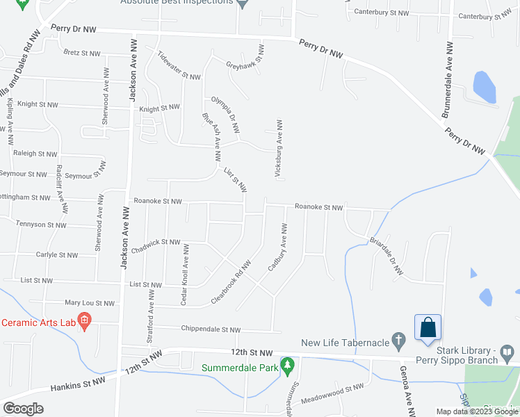 map of restaurants, bars, coffee shops, grocery stores, and more near 1839 Clearbrook Road Northwest in Massillon