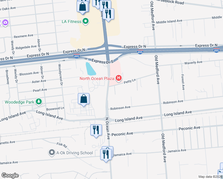 map of restaurants, bars, coffee shops, grocery stores, and more near 2 Petty Lane in Medford