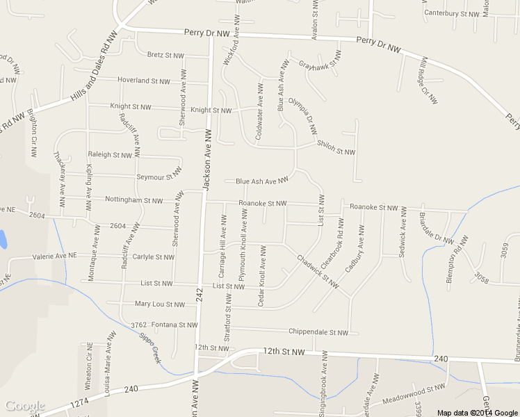 map of restaurants, bars, coffee shops, grocery stores, and more near 2855 Roanoke Street Northwest in Massillon