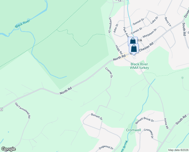 map of restaurants, bars, coffee shops, grocery stores, and more near 396 North Road in Chester