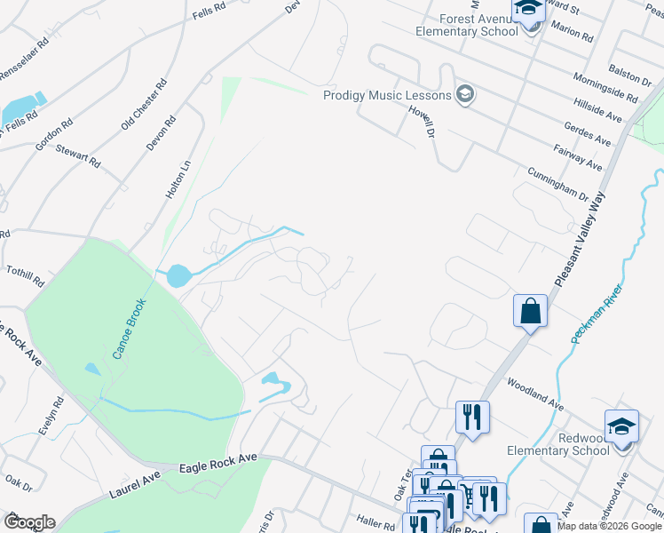 map of restaurants, bars, coffee shops, grocery stores, and more near 44 Fowler Drive in West Orange