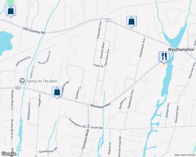 map of restaurants, bars, coffee shops, grocery stores, and more near 20 Summit Boulevard in Westhampton