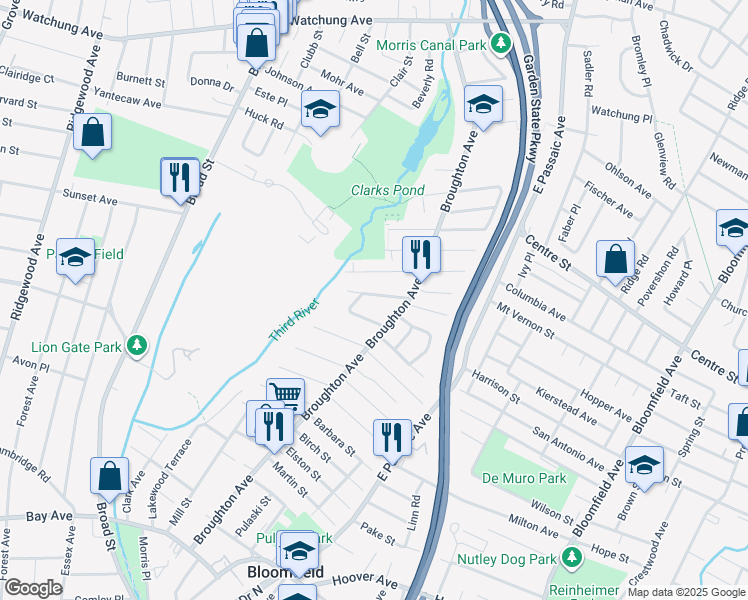 map of restaurants, bars, coffee shops, grocery stores, and more near 28 Fitzherbert Street in Bloomfield