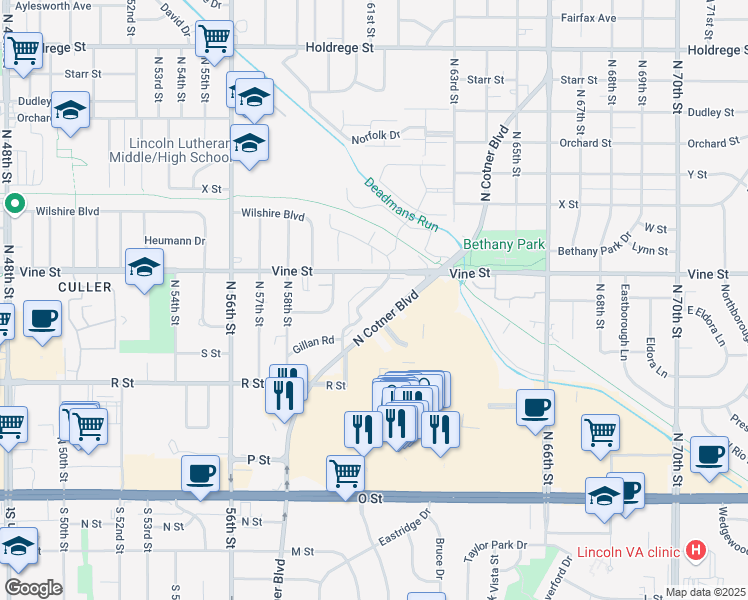 map of restaurants, bars, coffee shops, grocery stores, and more near 52 Trenridge Road in Lincoln