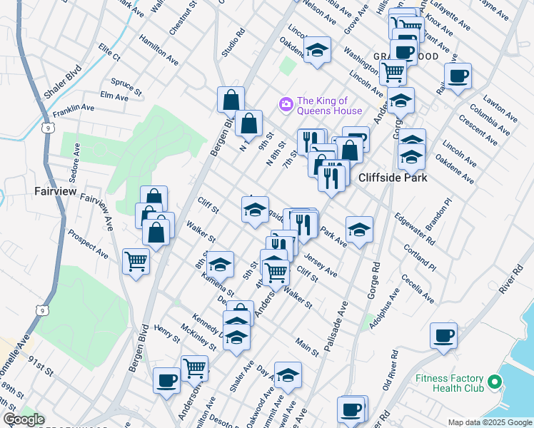map of restaurants, bars, coffee shops, grocery stores, and more near 396 Morningside Avenue in Fairview