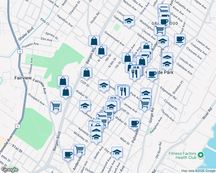 map of restaurants, bars, coffee shops, grocery stores, and more near 396 Morningside Avenue in Fairview