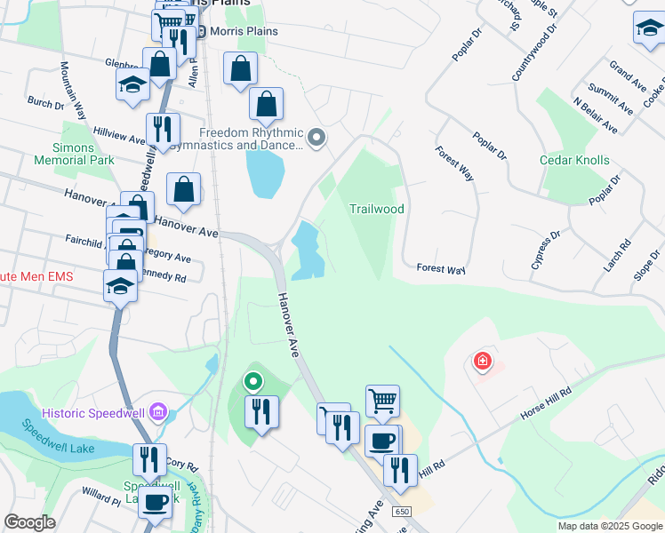 map of restaurants, bars, coffee shops, grocery stores, and more near 511 Waterview Court in Hanover