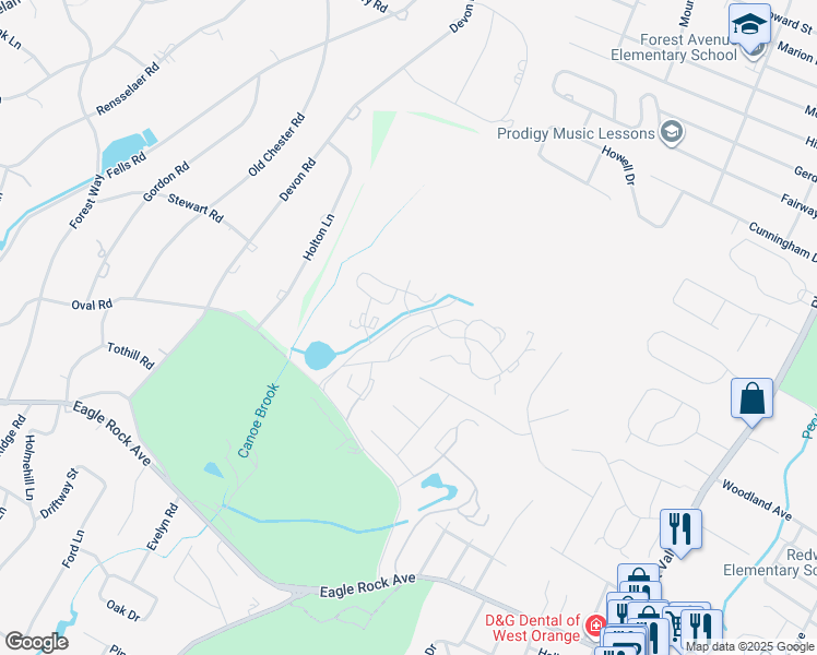 map of restaurants, bars, coffee shops, grocery stores, and more near 24 Davey Drive in West Orange