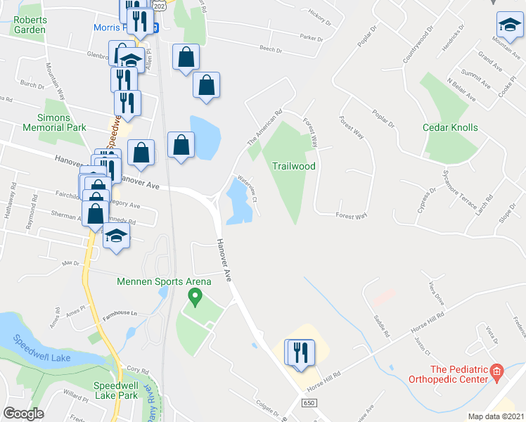 map of restaurants, bars, coffee shops, grocery stores, and more near 511 Waterview Court in Hanover