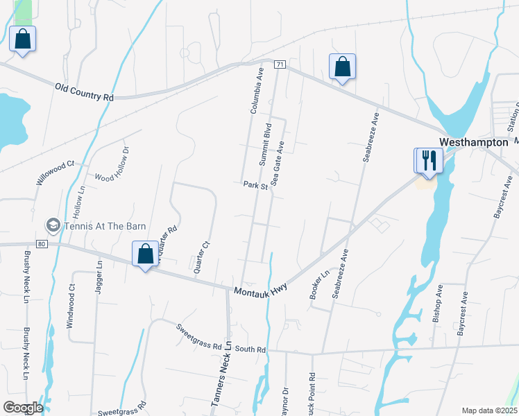 map of restaurants, bars, coffee shops, grocery stores, and more near 24 Summit Boulevard in Westhampton