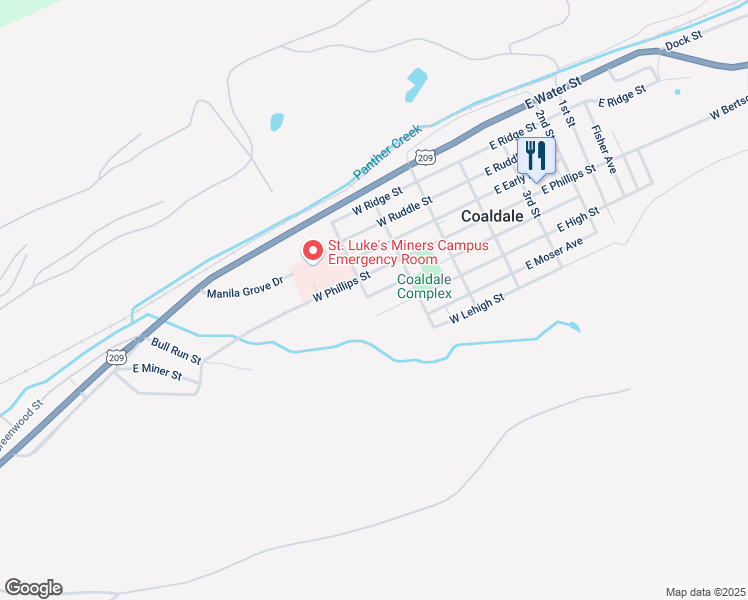 map of restaurants, bars, coffee shops, grocery stores, and more near 256 West Howard Avenue in Coaldale