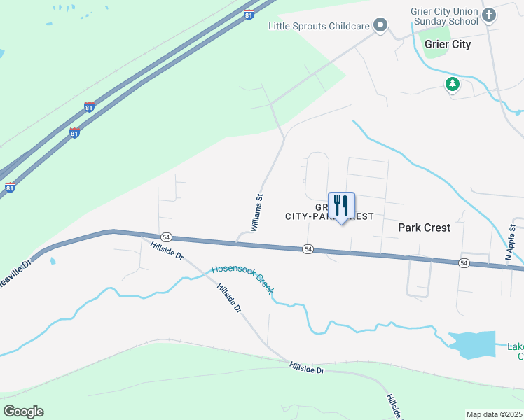 map of restaurants, bars, coffee shops, grocery stores, and more near 23 Williams Street in Barnesville