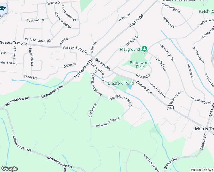 map of restaurants, bars, coffee shops, grocery stores, and more near 5 Bradford Court in Morristown