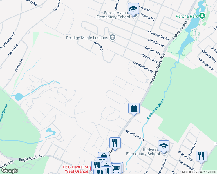 map of restaurants, bars, coffee shops, grocery stores, and more near 49 Rosemont Terrace in West Orange
