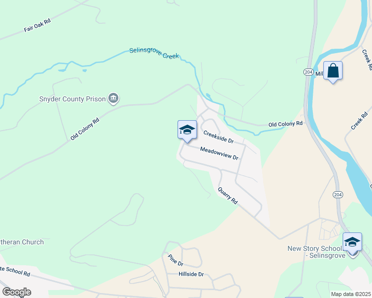 map of restaurants, bars, coffee shops, grocery stores, and more near 221 Meadowview Drive in Selinsgrove