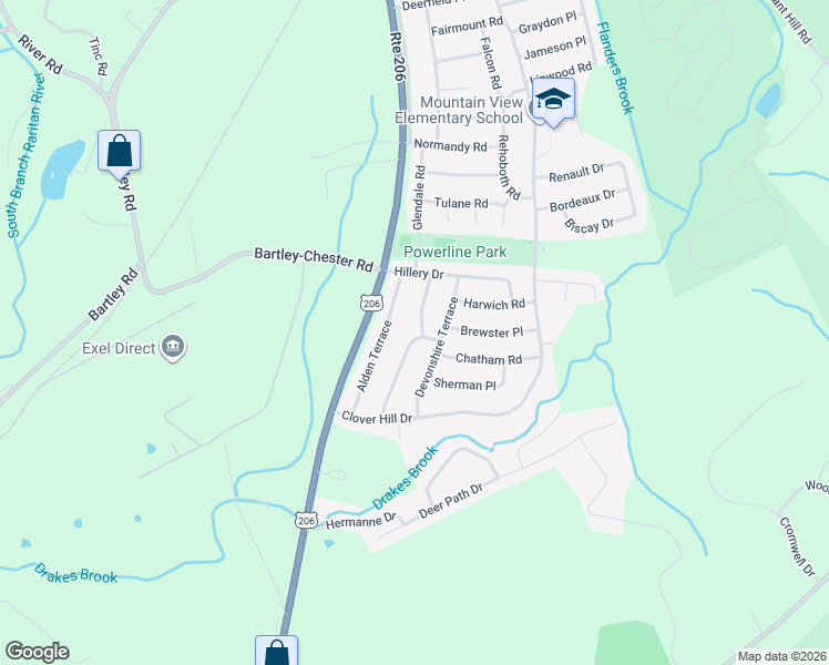 map of restaurants, bars, coffee shops, grocery stores, and more near 6 Beekmeer Place in Mount Olive
