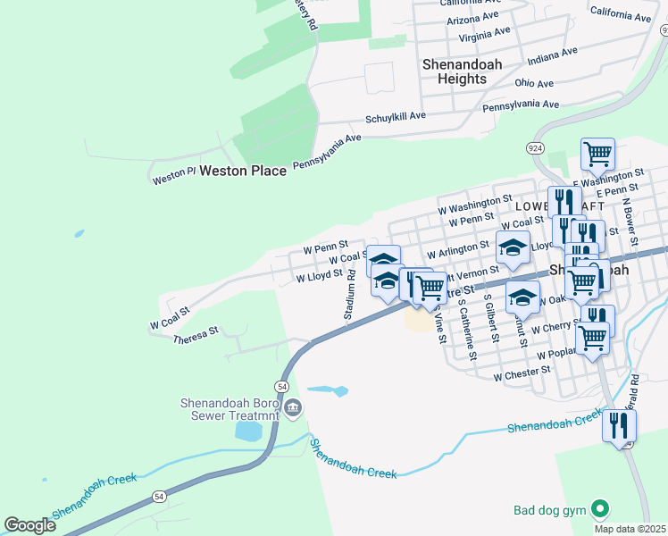 map of restaurants, bars, coffee shops, grocery stores, and more near in Schuylkill County