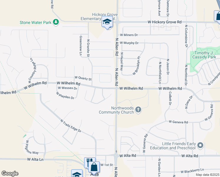 map of restaurants, bars, coffee shops, grocery stores, and more near West Wilhelm Road in Peoria County