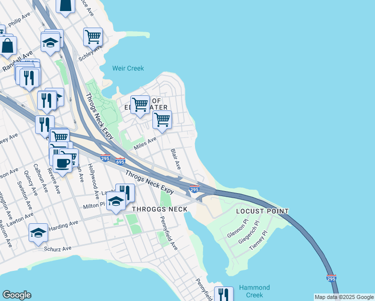 map of restaurants, bars, coffee shops, grocery stores, and more near 3183 Wissman Avenue in Bronx