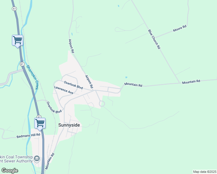 map of restaurants, bars, coffee shops, grocery stores, and more near Emworth Avenue in Shamokin