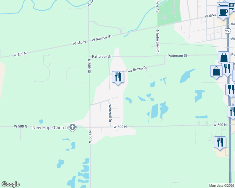 map of restaurants, bars, coffee shops, grocery stores, and more near 2409 Deer Run Trail in Decatur