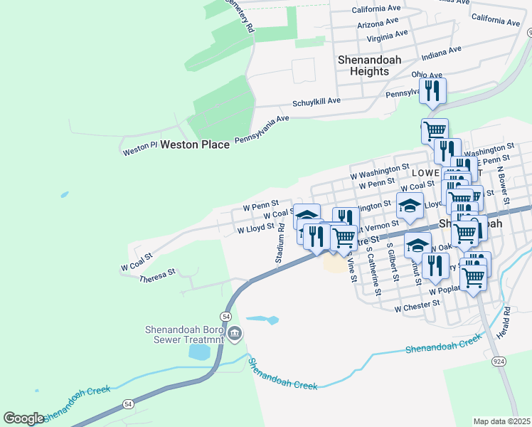 map of restaurants, bars, coffee shops, grocery stores, and more near in Schuylkill County