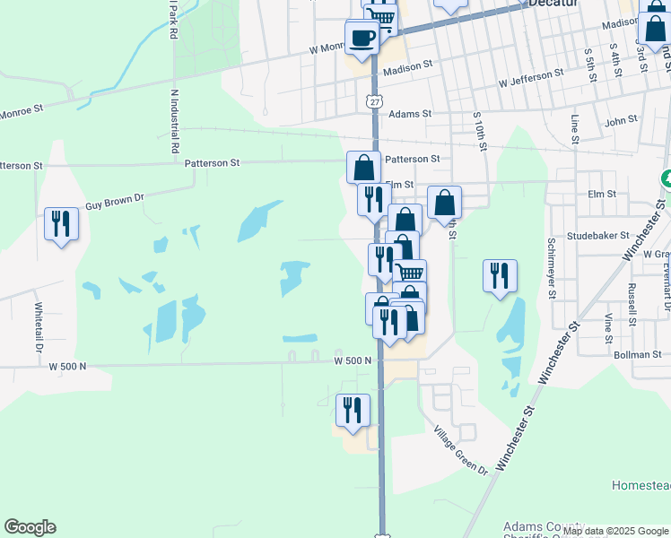 map of restaurants, bars, coffee shops, grocery stores, and more near 804 South 13th Street in Decatur