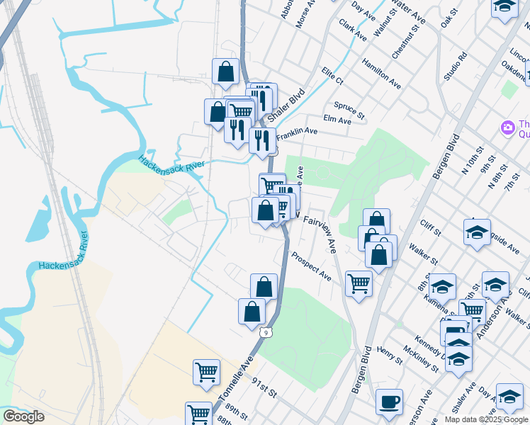 map of restaurants, bars, coffee shops, grocery stores, and more near in Fairview