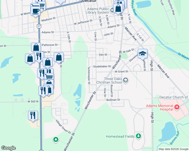 map of restaurants, bars, coffee shops, grocery stores, and more near 816 Line Street in Decatur