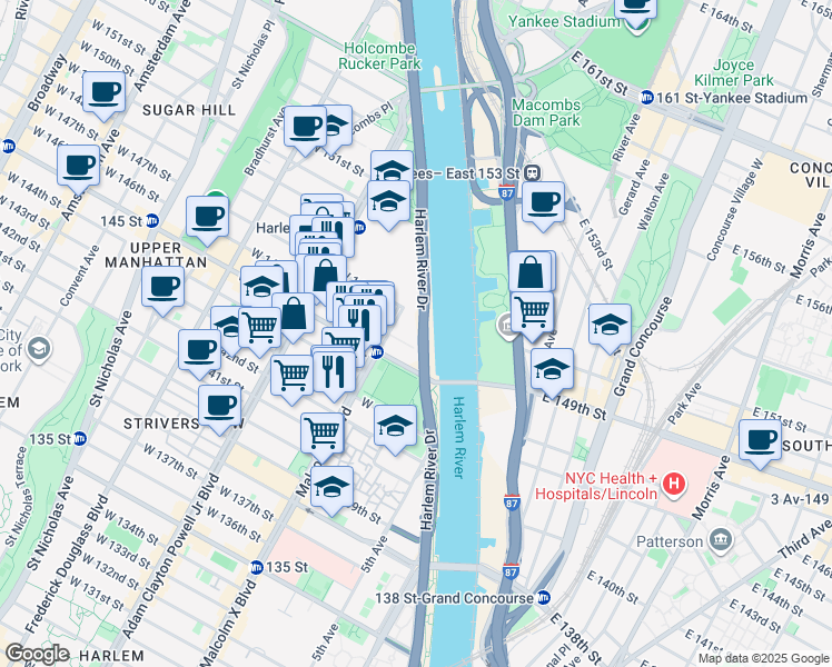 map of restaurants, bars, coffee shops, grocery stores, and more near 720 Esplanade Gardens Plaza in New York