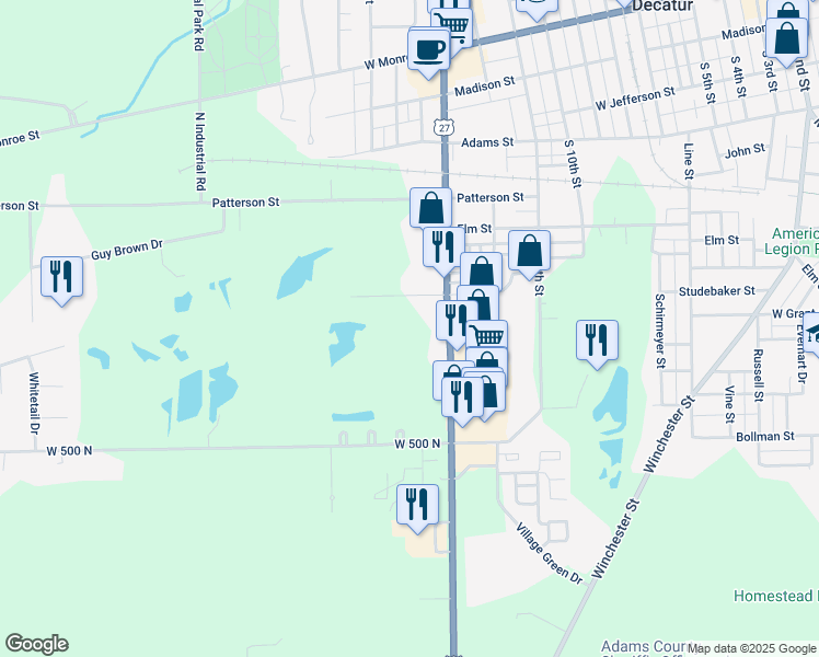 map of restaurants, bars, coffee shops, grocery stores, and more near 804 South 13th Street in Decatur