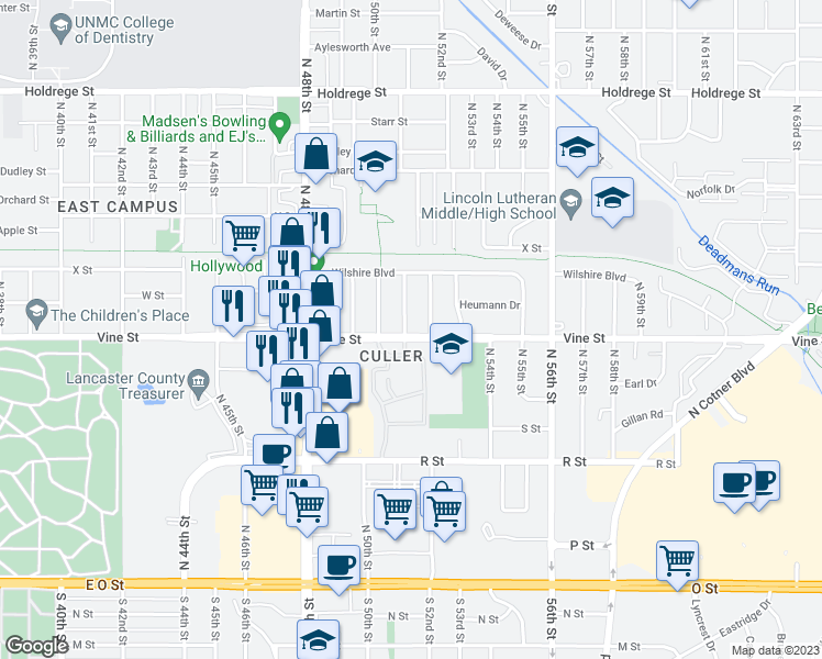 map of restaurants, bars, coffee shops, grocery stores, and more near 800 Santa Monica Avenue in Lincoln