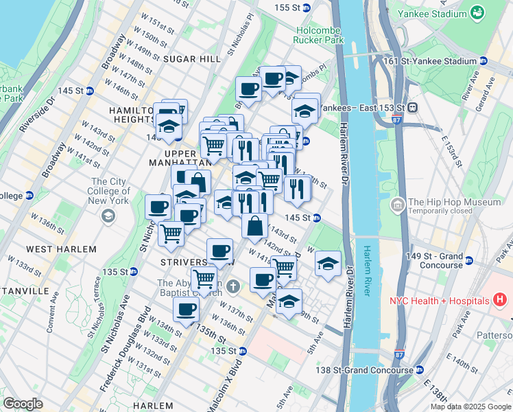 map of restaurants, bars, coffee shops, grocery stores, and more near in New York