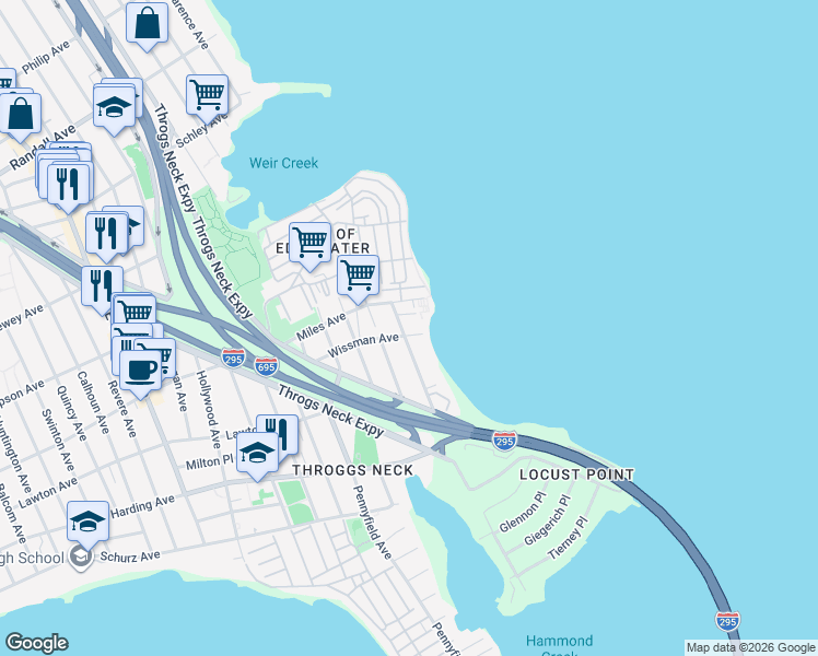 map of restaurants, bars, coffee shops, grocery stores, and more near 3167 Wissman Avenue in Bronx