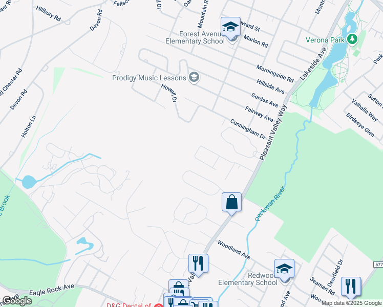 map of restaurants, bars, coffee shops, grocery stores, and more near 49 Rosemont Terrace in West Orange