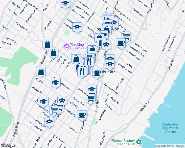 map of restaurants, bars, coffee shops, grocery stores, and more near 234 Edgewater Road in Cliffside Park