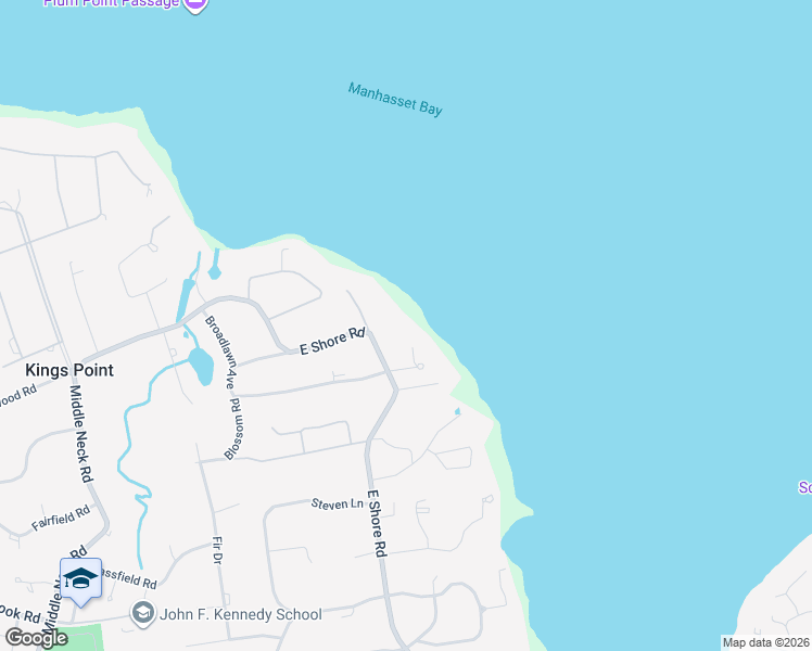 map of restaurants, bars, coffee shops, grocery stores, and more near 514 East Shore Road in Kings Point