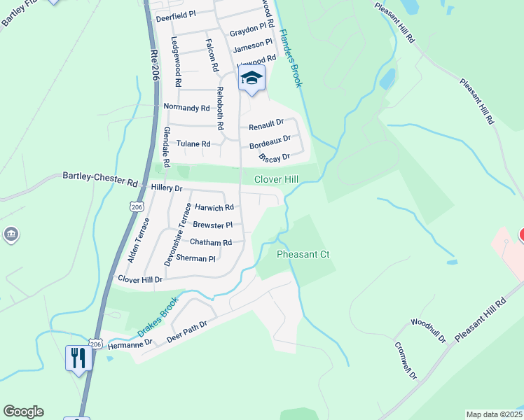 map of restaurants, bars, coffee shops, grocery stores, and more near 5 Townley Court in Mount Olive