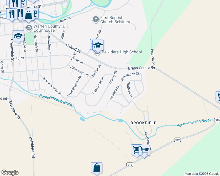 map of restaurants, bars, coffee shops, grocery stores, and more near 916 Liberty St in Belvidere