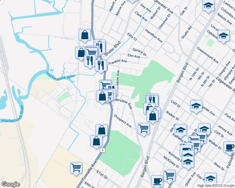 map of restaurants, bars, coffee shops, grocery stores, and more near 212 Sedore Avenue in Fairview