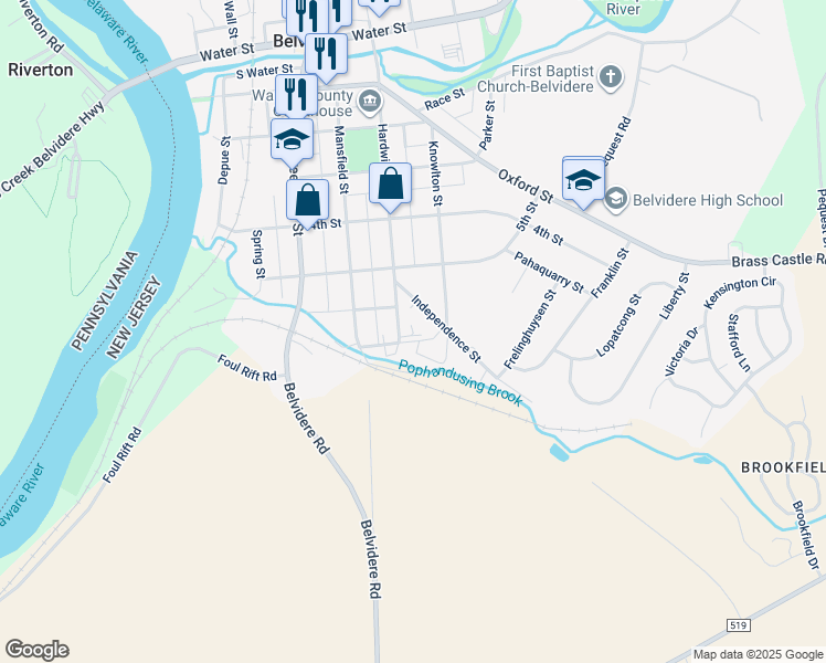 map of restaurants, bars, coffee shops, grocery stores, and more near 616 Hardwick Street in Belvidere