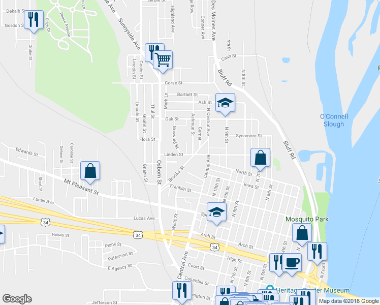 map of restaurants, bars, coffee shops, grocery stores, and more near 1037 Brooks Street in Burlington