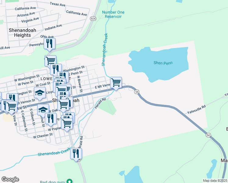 map of restaurants, bars, coffee shops, grocery stores, and more near 530 East Centre Street in Nesquehoning